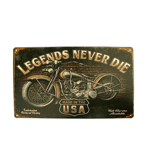 Plechová retro tabule LEGENDS NEVER DIE 30x20cm